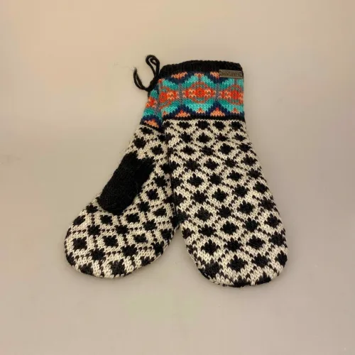 Strikkede Luffer Uld med Foer - Sort-Hvid Turkis Rosa, akshara, fv.2, 9426, luffer, vanter, uldne, strikkkede, strikluffer, damevanter, dameluffer, kradser ikke, bløde, vare´me, forede, med foer, biti