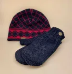 Strikkede luffer Uld med Foer Mørkeblå, Hue i Uld med Fleecefoer - Marine Fuchsia, raul, 6197, mønster, kulørt, helforet, fleecefoer, foret, windstopper, ren, uld, uldhue, ulden, varm, vindtæt, smart, speciel, håndstrikket, frisk, farve, mønster, biti, ribe, damer, damehue, strik, tilbehør, accessoires, vinter, piger, til,