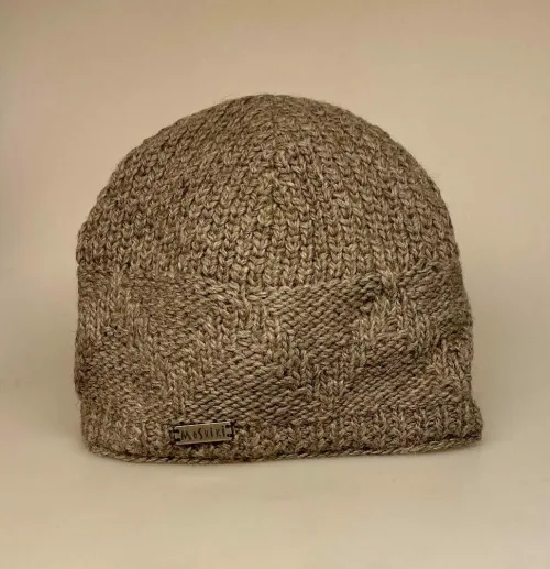 Hue i Uld med Foer - Lysebrun, grå, nangpai, 7804, herrehue, til, mænd, herrer, stor, stort hoved, xl, herrehue, mandehue, drengehue, beanie, ensfarvet, brun, nougat, meleret, håndstrikket, uld, ren, ulden, uldhue, helforet, fleece, vindtæt, windstopper, varm, enkel, klassisk, smart, hipster, hat, uldhat, strikhue, biti, ribe, mønsterstrik