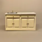Miniature Køkken Møbel med Vask Creme, køkken , dukkekøkken, køkkenvask, køkkenbord, mini, dukkehusmøbler, dikkehustilbehør, dukkekøkken, 1:12, miniaturer,