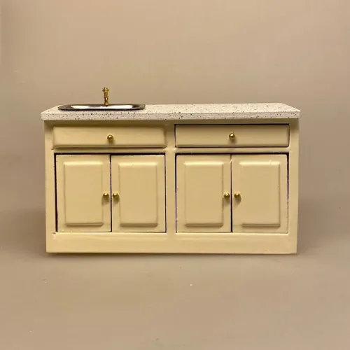 Miniature Køkken Møbel med Vask Creme, køkken , dukkekøkken, køkkenvask, køkkenbord, mini, dukkehusmøbler, dikkehustilbehør, dukkekøkken, 1:12, miniaturer,