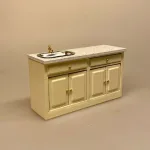 Miniature Køkken Møbel med Vask Creme, køkken , dukkekøkken, køkkenvask, køkkenbord, mini, dukkehusmøbler, dikkehustilbehør, dukkekøkken, 1:12, miniaturer,