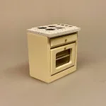 Miniature Komfur Creme, ovn, kogeplade, kogeplader, gas, gaskomfur, gasblus, mini, ovn, dukkehusovn, dukkehus, madlavning, køkken , dukkekøkken, køkkenvask, køkkenbord, mini, dukkehusmøbler, dikkehustilbehør, dukkekøkken, 1:12, miniaturer,