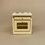 Miniature Komfur Creme, ovn, kogeplade, kogeplader, gas, gaskomfur, gasblus, mini, ovn, dukkehusovn, dukkehus, madlavning, køkken , dukkekøkken, køkkenvask, køkkenbord, mini, dukkehusmøbler, dikkehustilbehør, dukkekøkken, 1:12, miniaturer,