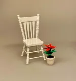 Miniature Potte med Rød Julestjerne, Miniature Krostol Hvid, 2810 V, krostol, pindestol, køkkenstol, nissestol, dukkehusstol, dukkestol, dukkehusmøbler, dukkemøbler, dukkehustilbehør, ting til, dukkehuset, miniaturer, miniature, mini, nissedør, nisseting, nissehus, nissebo, biti, ribe