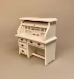 Miniature Skrivebord med Jalousilåge Hvidt, kontor, skrivebord, dameskrivebord, entre, bord, hvidt, hvidmalet, dukkehusmøbler, dukkehus, dukkestue, tilbehør, ting til, miniature, nisser, træ, sangskjuler, symbolsk, gave, gaveide, biti, ribe