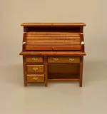 Miniature Skrivebord med Jalousilåge Nød, 3701, valnød, nød, brun, hjemmearbejdsplads, arbejde, hjemmefra, hjemmekontor, kontor, studie, studere, skrivebord, dameskrivebord, entre, bord, hvidt, hvidmalet, dukkehusmøbler, dukkehus, dukkestue, tilbehør, ting til, miniature, nisser, træ, sangskjuler, symbolsk, gave, gaveide, biti, ribe