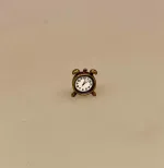 Miniature Vækkeur - Messing, guldur, vækker, vækkeur, clock, radio, symbolsk, gave, miniature, 1:12, dukkehusting, dukkehus, tilbehør, ting, til, sættekasse, sangskjuler, tale, nisser, nissedør, nissen, jul, sjov, gavekort, julegave, nissesjov, sovetryne, kommer for sent, bord, bordur, lille, biti, ribe, birgitte frigast, nissetilbehør, nissebo, nissehus, passe tiden