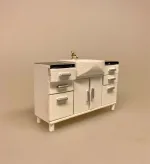 Miniature Vask med Underskabe Hvid, badeværelse, køkken, dukkehusmøbler, dukkemøbler, 1:12, 1:18, lundby, dukkehus, 23147-2, hvidt, dukkekøkken, køkkenvask, køkkenbord, mini, dukkehusmøbler, dikkehustilbehør, dukkekøkken, miniaturer,