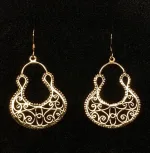 Øreringe i Bronze - Filigran Øreringe, kd, bro 278, Øreringe i bronze - Filigran Øreringe, ørehængere, støre, hængeøreringe, boho, boheme, filigran, østen, orientalske, måne, halvmåne, gyldne, ægte, specielle, billige, flotte, nikkelfri, allergivenlige, hænge, kobber, bronze, bronze smykker, bronzeøreringe, biti, ribe, enamel, pico, hippie, flower, power, yoga, yogi, mystik, magi, amulet,
