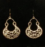 Øreringe i Bronze - Filigran Øreringe, kd, bro 278, Øreringe i bronze - Filigran Øreringe, ørehængere, støre, hængeøreringe, boho, boheme, filigran, østen, orientalske, måne, halvmåne, gyldne, ægte, specielle, billige, flotte, nikkelfri, allergivenlige, hænge, kobber, bronze, bronze smykker, bronzeøreringe, biti, ribe, enamel, pico, hippie, flower, power, yoga, yogi, mystik, magi, amulet,