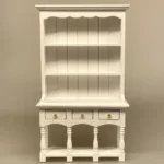 Miniature Buffet med Skuffer og Søjler Hvid, 2917, buffet, reol, skab, køkkenskab, dukkemøbler, Miniature Buffet lav - Hvid, buffet, skab, kommode, reol, møbel, dukkehus, nissebo, dukkehusmøbler, miniature, nisser, nissedør