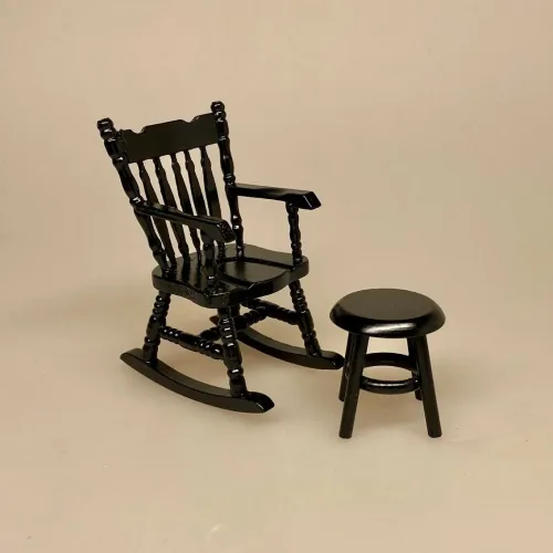 Miniature Taburet Sort, Miniature Gyngestol Sort, sortmalet, træ, mini, 1:21, 23178, Miniature Gyngestol sort, wegner, Miniature Gyngestol creme, gyngestol, rocking, chair, ænestol, bedstefar, bedstemor, kamin, nisser, nissehus, nissebo, nissedør, nissemøbler, nissestol, miniature, miniaturer, sangskjuler, symbolsk, gave, gavekort, penge, cremefarvet, flødefarvet, dukkehus, dukkehusmøbler, dukkehustilbehør, dukkehusting, til, dukkehuset, biti, ribe