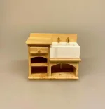 Miniature Køkken Møbel Lille med Vask, Miniature Køkken møbel med vask, køkken , dukkekøkken, køkkenvask, køkkenbord, mini, dukkehusmøbler, dikkehustilbehør, dukkekøkken, 1:12, miniaturer,