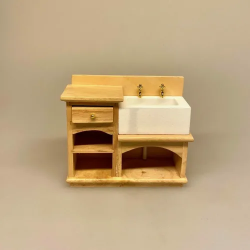 Miniature Køkken Møbel Lille med Vask, Miniature Køkken møbel med vask, køkken , dukkekøkken, køkkenvask, køkkenbord, mini, dukkehusmøbler, dikkehustilbehør, dukkekøkken, 1:12, miniaturer,
