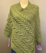 Aran Poncho i Merinould - Grøn - Billede 2