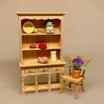 Miniature Buffet med Skuffer og Søjler Natur, umalet, lyst, træ, fyrretræ, 2917, buffet, reol, skab, køkkenskab, dukkemøbler, Miniature Buffet lav - Hvid, buffet, skab, kommode, reol, møbel, dukkehus, nissebo, dukkehusmøbler, miniature, nisser, nissedør