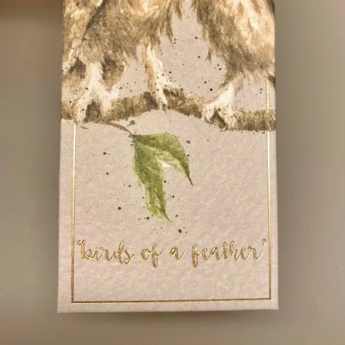 Bogmærke Karton med Ugler, wrendale, birds of a feather, natugle,Bogmærke Karton med Ugler, ugle, kloge, viden, lærdom, uddannelse, eksamen, gave, visdom, bogmærke, læsehest, elsker bøger, gavekort, til bøger, boggave, æseløre, gaveide, naturen, biti, ribe,