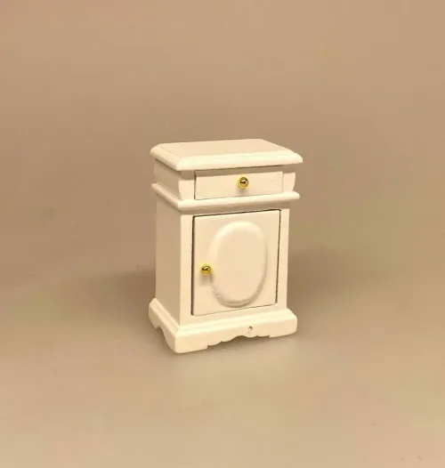 Miniature Servante Skab Hvidt, servantemøbel, natbord, kommode, skab, servanteskab, badeværelse, soveværelse, miniaturer, møbler, dukkehus, ting, til, nisser, 1:12, mini, symbolsk, gave, gaveide, sangskjuler, rund, fødselsdag, konfirmation, gavekort, sang, tale, sjov, biti, ribe,