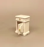 Miniature Servante Skab Hvidt, servantemøbel, natbord, kommode, skab, servanteskab, badeværelse, soveværelse, miniaturer, møbler, dukkehus, ting, til, nisser, 1:12, mini, symbolsk, gave, gaveide, sangskjuler, rund, fødselsdag, konfirmation, gavekort, sang, tale, sjov, biti, ribe,