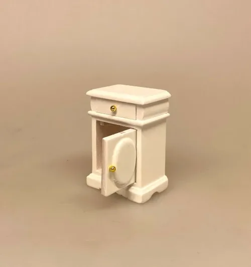 Miniature Servante Skab Hvidt, servantemøbel, natbord, kommode, skab, servanteskab, badeværelse, soveværelse, miniaturer, møbler, dukkehus, ting, til, nisser, 1:12, mini, symbolsk, gave, gaveide, sangskjuler, rund, fødselsdag, konfirmation, gavekort, sang, tale, sjov, biti, ribe,