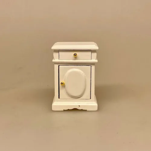 Miniature Servante Skab Hvidt, servantemøbel, natbord, kommode, skab, servanteskab, badeværelse, soveværelse, miniaturer, møbler, dukkehus, ting, til, nisser, 1:12, mini, symbolsk, gave, gaveide, sangskjuler, rund, fødselsdag, konfirmation, gavekort, sang, tale, sjov, biti, ribe,