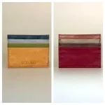 Unika Kortetui i Læder - Flerfarvet Enkel, assorterede, forkellige, nuancer, kulørt, gylden, orange, farver, billig, særlig, vegetabilsk, garvet, ægte, miljø, rigtigt, venligt, bio, pung, tegnebog, kortetui, kortholder, credit cards, kreditkort, betalingskort, lommer, skind, læder, unik, one of a kind, varme, biti, spansk, spanien, recycle, up cykled, tilbud, gave, gaveide, vadehavet, design