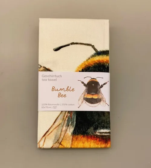 Viskestykke Bomuld med Tryk - Humlebi, maluu, viskestykke, bi, honningbi, brumbasse, humlebi, natur, vild med vilje, biodiversitet, balance,vild, grøftekant, bestøvning, køkken, tekstiler, lækker, kvalitet, naturvejleder, gave, gaveide, nyttig, praktisk, akvarel, bage, lave mad, kok, vadehavet, nationalpark, ribe, biti