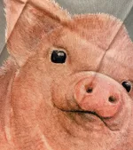 Viskestykke Bomuld med Tryk - Stor Gris, svin, grise, grisebasse, pattegris, griseunge, lykke, bondegårdsdyr, bondegård, farm. svinehold, landbrug, landmand, biti, ribe, køkken, tekstiler,