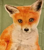 Viskestykke Bomuld med Tryk - Stor Ræv, ræveunge, rød, fox, mikkel, maluu, dyr, natur, vilde, dansk, fauna, akvarel, smukt, lækkr, kvalitet, gave, gaveide, praktisk, nyttig, sød, køkken, ting, tekstiler, moderne, biti, ribe
