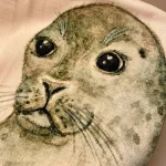 Viskestykke Bomuld med Tryk - Stor Sæl, sælsafari, vadehavet, dige, nationalpark, køkken, madlavning, kok, gave gaveide, souvenir, kær, natur, havet, marsken, biti, ribe