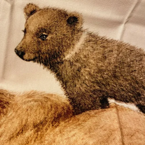 Viskestykke Bomuld med Tryk - Store Bjørne, maluu, bjørnemor, bjørneunge, mama, brun, bjørn, bamser, bjørne, vilde, natur, dyr, fauna, søde, lækker, kvalitet, design, køkkentekstiler, madlavning, bagning, gave, gaveide, dekorativt, praktisk, biti, ribe