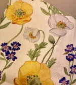 Viskestykke Bomuld med Tryk - Store Blomster, følfod, anemone, bellis, krokus, vilde, haven, natur, flora, biodiversitet, økosystemer, vild med vilje, gave, gaveide, nyttig, praktisk, sød, feminin, blomstret, køkken, tekstiler, madlavning, kok, bage, bager, bagedyst, biti, ribe, vadehavet
