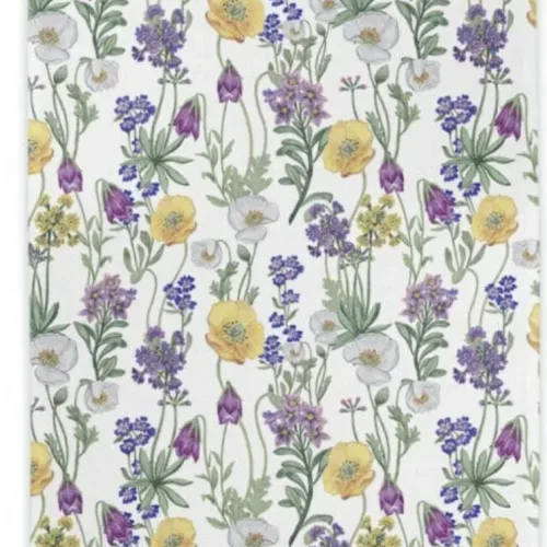 Viskestykke Bomuld med Tryk - Store Blomster, følfod, anemone, bellis, krokus, vilde, haven, natur, flora, biodiversitet, økosystemer, vild med vilje, gave, gaveide, nyttig, praktisk, sød, feminin, blomstret, køkken, tekstiler, madlavning, kok, bage, bager, bagedyst, biti, ribe, vadehavet