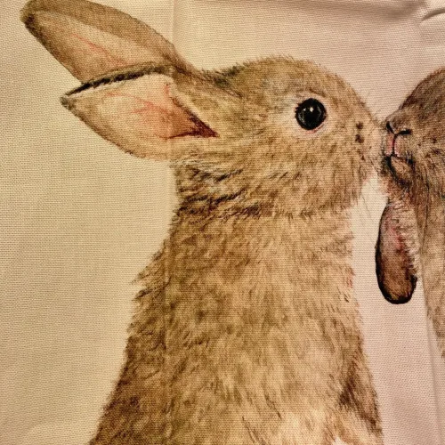 Viskestykke Bomuld med Tryk - Store Kaniner, kanin, hare, kæledyr, sødt, maluu, dyr, natur, vilde, dansk, fauna, akvarel, smukt, lækkr, kvalitet, gave, gaveide, praktisk, nyttig, sød, køkken, ting, tekstiler, moderne, biti, ribe