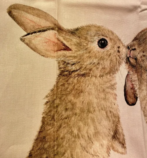 Viskestykke Bomuld med Tryk - Store Kaniner, kanin, hare, kæledyr, sødt, maluu, dyr, natur, vilde, dansk, fauna, akvarel, smukt, lækkr, kvalitet, gave, gaveide, praktisk, nyttig, sød, køkken, ting, tekstiler, moderne, biti, ribe