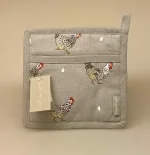 Grydelap - Bomuld med Tryk - Høns, chicken, Høns, høne, ting med, grydelapper, køkken, madlavning, bagning, gave, gaveide, hønsehus, hønsegård, holde høns, biti, ribe, flotte, julegave, vadehavet, bondegård, livet på landet,