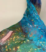 Silketørklæde Georgette XL - Sol over Bjerge, aftensol, solopgang, ekspressionistisk, kunst, maleri, kunsttryk, maler, kulørt, eksklusivt, elegant, luksus, lækkert, silke, ren, silkesjal, stola, gave, gaveide, damer, smart, klassisk, stilig, alexandra schmitz, PI 341, 6117100, biti, ribe, kunstmuseum