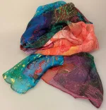 Silketørklæde Georgette XL - Sol over Bjerge, aftensol, solopgang, ekspressionistisk, kunst, maleri, kunsttryk, maler, kulørt, eksklusivt, elegant, luksus, lækkert, silke, ren, silkesjal, stola, gave, gaveide, damer, smart, klassisk, stilig, alexandra schmitz, PI 341, 6117100, biti, ribe, kunstmuseum