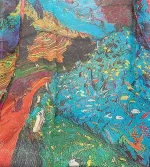 Silketørklæde Georgette XL - Sol over Bjerge - Billede 6