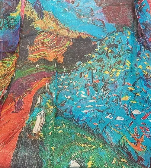 Silketørklæde Georgette XL - Sol over Bjerge - Billede 6