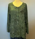 Batik Bluse Manisal med Knapper - Midnatsgrå, j, anthra, b30, koksgrå, antrazit, grå, grøngrå, diskret, dæmpet, skjorte, lang, kittel, kjortel, batik, tryk, farvet, håndtrykt, marimekko, diva, elegant, kunstnerisk, kunstner, biti, ribe, store størrelser, storskjorte, storpige, curvy, plus, size, natur, bio, økologisk, bomuld, fibre, holdbar, bæredygtigt, design, speciel, flot, lækker,