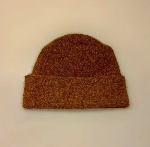 Possum Hue Dobbelt med Opslag - Gylden, beanie, 158, tahiti, gylden, brun, gyldenbrun, varm, possum, silke, merino, dobbelt, striket, strikhue, new zealand, blød, lun, lækker, kvalitet, unisex, super soft, noble wilde, skøn, luksus, cashmere, cashmir, biti, ribe, meleret, ensfarvet, gul, okker, sennep, sort sol, danmark, strik