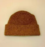 Possum Hue Dobbelt med Opslag - Gylden, beanie, 158, tahiti, gylden, brun, gyldenbrun, varm, possum, silke, merino, dobbelt, striket, strikhue, new zealand, blød, lun, lækker, kvalitet, unisex, super soft, noble wilde, skøn, luksus, cashmere, cashmir, biti, ribe, meleret, ensfarvet, gul, okker, sennep, sort sol, danmark, strik