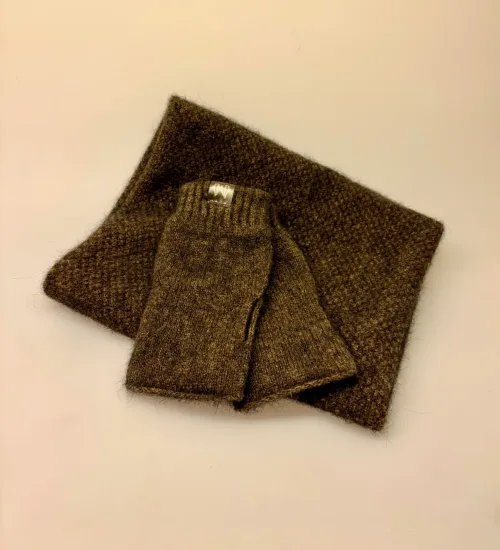 Possum Strikket Tube Tørklæde - Halsedisse Brun, kauri, 472, mørkebrun, chokoladebrun, ensfarvet, meleret, farvespil, luksus, eksklusiv,