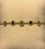 Vævet Armbånd Blomster med Sten - Guld Blå Grøn, BL lilac, 01, lapis, grøn, agat, ædelsten, ægte, sten, halvædelsten, blomster, knyttet, feminint, damer, piger, unika, særligt, kæreste, kærlighed, håndarbejde, håndlavet, unik, unika, specielt, bryllup, brud, morgengave, vaentine, gave, konfirmand, konfirmation, enamel, stine a, anni lu, maanesten, biti, ribe, leju, fransk, hollandsk, london