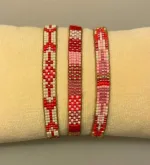 Vævet Armbånd Sead Beads 8 mm - Rød Rosa - Billede 2