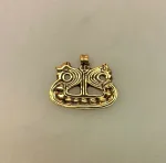 Vikingevedhæng i Bronze - Vikingeskib Skjolde, 05-324, bornholm, Lillevang, vikinger, krigere, drage, dragestævn, vedhæng, bronze, kobber, gyldent, vikingesmykker, vikingefund, museumssmykker, fund, udgravninger, dansk, kopi, original, aser,asatro, skridbladner, biti, ribe