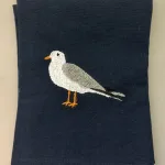 Viskestykke Bomuld med Broderi - 3 Måger - Billede 4