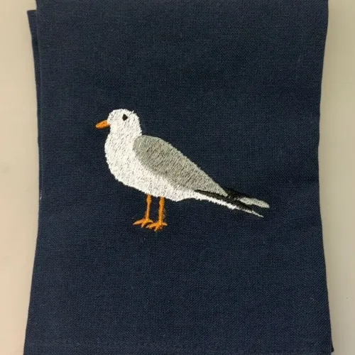 Viskestykke Bomuld med Broderi - 3 Måger - Billede 4